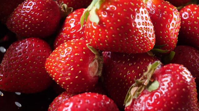 Strawberries on plate, close up