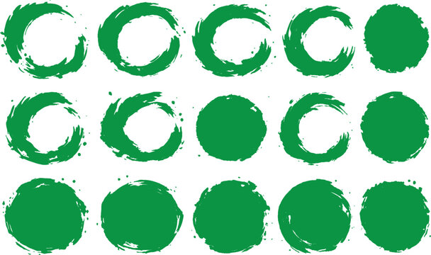 Set of  grunge circles shapes on a white background. Paint brush stamp collection. Vector brush circle. Grunge round shape.