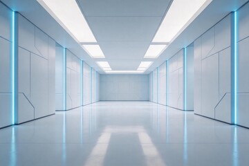 Fototapeta premium Long empty futuristic corridor