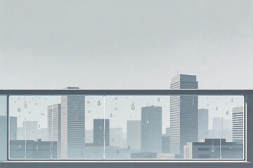 Obraz premium Rainy cityscape through window