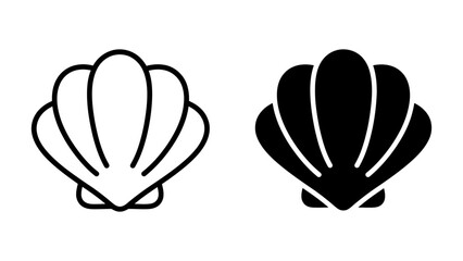 Seashell vector icons in outline and solid silhouette styles for marine and beach themes © Zyariss