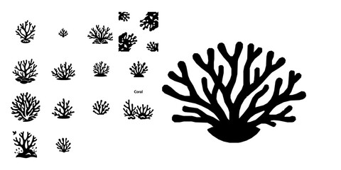 Coral Reef Underwater Marine Flat Vector Icon with Clean Lines on White Background © PRO_ED