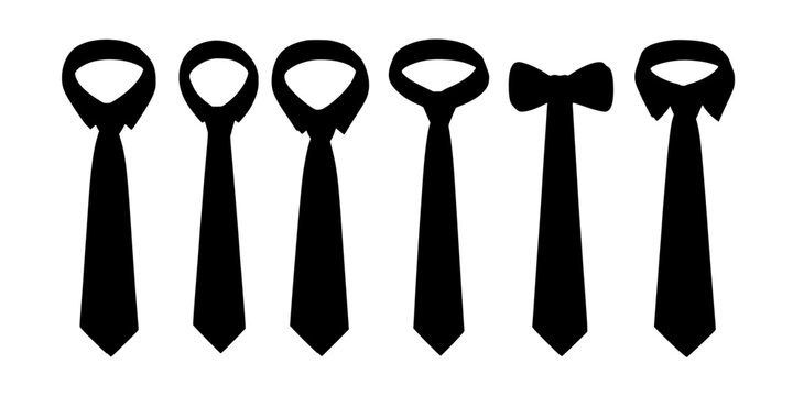 Ties with Different Knot Styles in Black Color Featuring Neckties, Formal Wear, Fashion Accessories with Men's Fashion and Formal Attire Elements