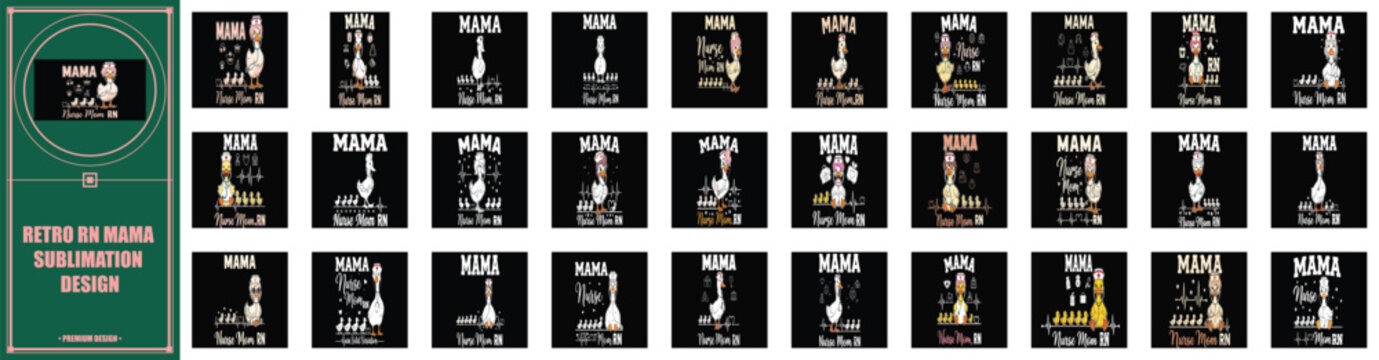 Funny mama nurse rn sublimation design with duck wearing nurse cap.