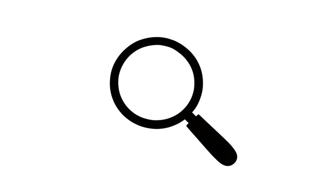 Isolated black magnifying glass graphic for examination, exploration, detection, and investigation