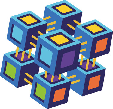 Abstract 3D cubes representing internet technology and digital network connections