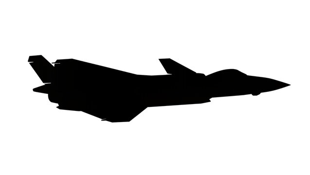 Isolated modern stealth fighter jet silhouette, advanced military warplane graphic design