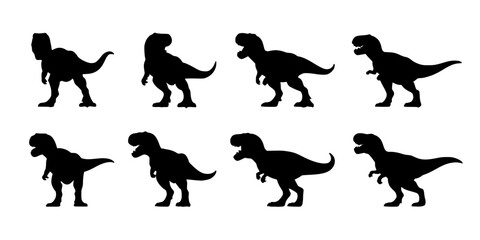 Obraz premium Dog Silhouette Icons on White Background in a Row, Various Breeds and Poses for Design and Educational Use
