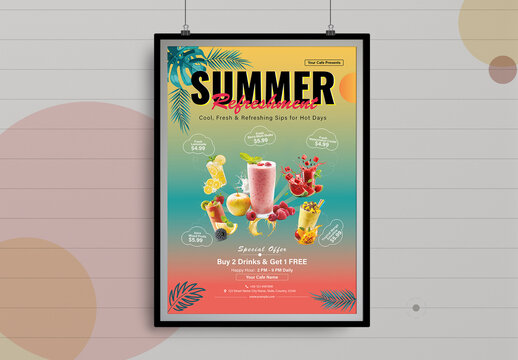 Summer Colorful Drink Menu Layout