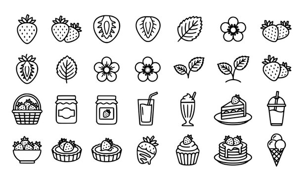 Strawberry Dessert and Bakery Icon Collection
