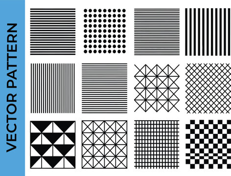 Geometric Patterns, Vector Designs, Black and White Textures, Seamless Backgrounds
