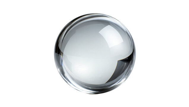 Isolated pristine round glass ball with smooth surface and abstract light reflections