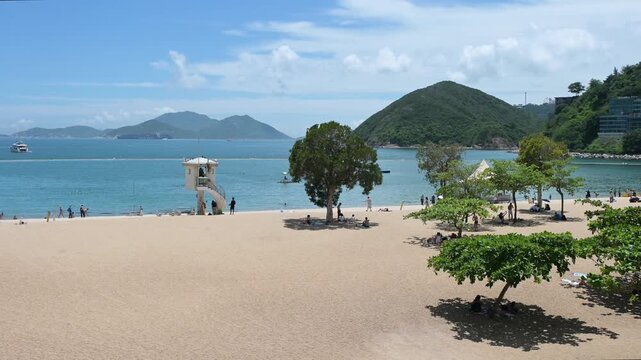 Hong Kong Island, Repulse Bay Beach, sunny day, clear sky and seascape. Hong Kong, China - 18 May 2025