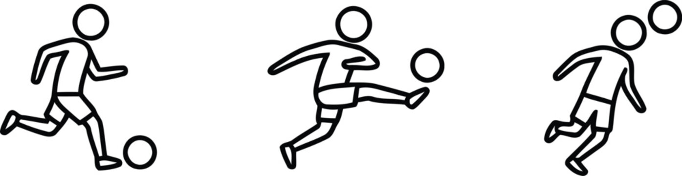 Soccer player action sequence line art illustration