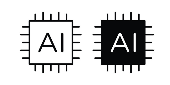 AI processor chip icon collection in black vectors. Eps10 icons