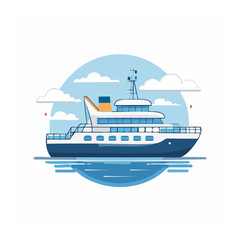 Fototapeta premium Flat design illustration of a ferry boat on water