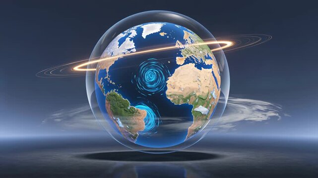 Transparent Climate Globe Showing Global Atmospheric Circulation With Ocean Currents Jet Streams and Earth Climate Zone Dynamics