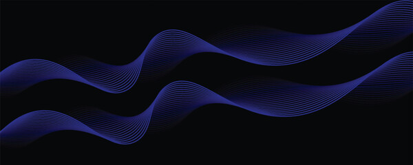 Glowing blue abstract wave on dark, shiny motion, magic space light. Techno abstract background © YAREU