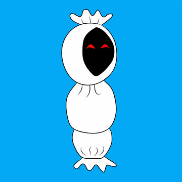 Cute Indonesian Pocong Ghost Cartoon Mascot Illustration