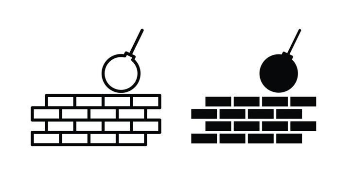 Demolition icon collection in black vectors. Eps10 icons