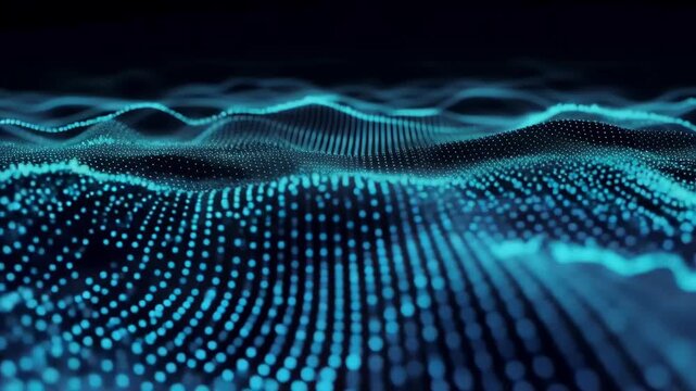Abstract Blue Digital Waveform Data Flow Animation Background.