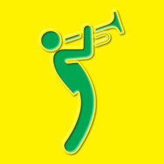 Abstract Green Embossed Trumpet Player Design © RANA