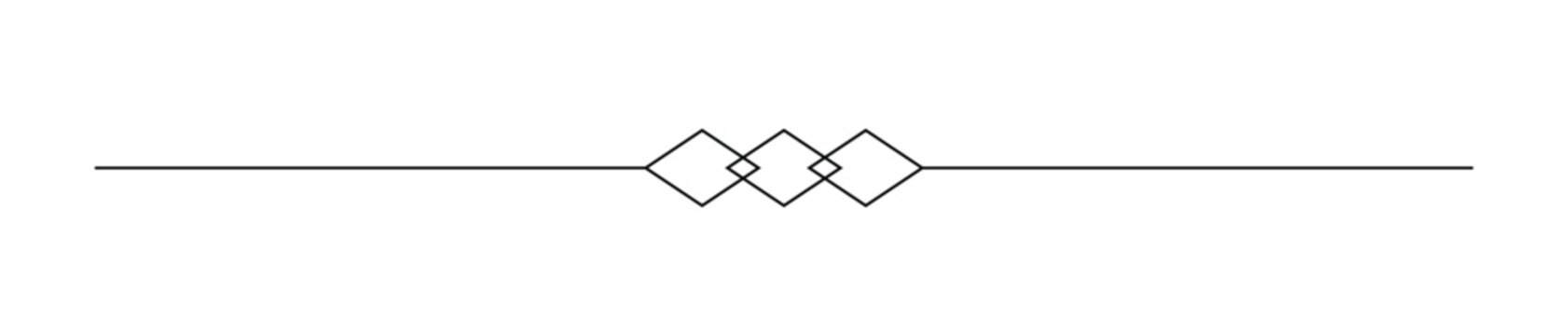 Elegant simple geometric line divider with three interlocking diamond shapes creating a modern graphic design element