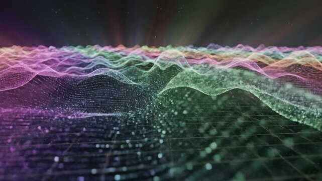 Abstract Neon Waveforms Soaring Across Digital Landscape.