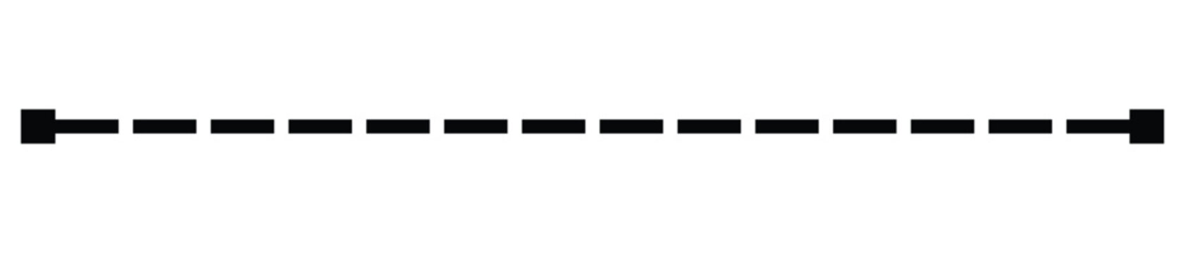 Minimalist black dashed line with solid arrow like ends provides a clean graphic divider element