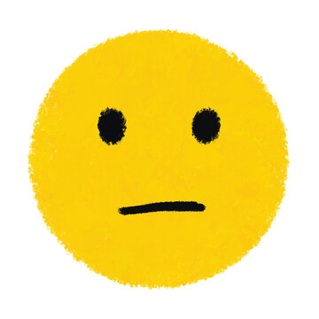 Large Yellow Textured Neutral Face Expression Emoji Icon Graphic