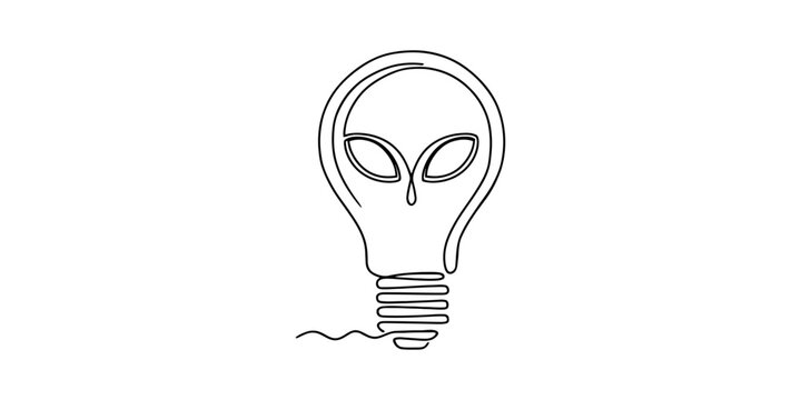 Alien head light bulb idea concept