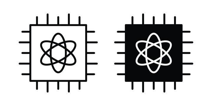 Quantum computing icon collection in black vectors. Eps10 icons