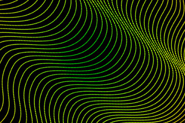 Fototapeta premium Neon Green Wavy Lines Abstract Background With Optical Wave Pattern And Futuristic Motion