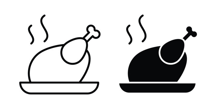 Roasted turkey icon collection in black vectors. Eps10 icons