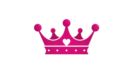 Isolated decorative pink crown illustration with small heart for royal princess or queen concept. © Lucas