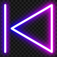 Neon Glowing Media Player Previous Button Vector Icon © Brisy Gayen