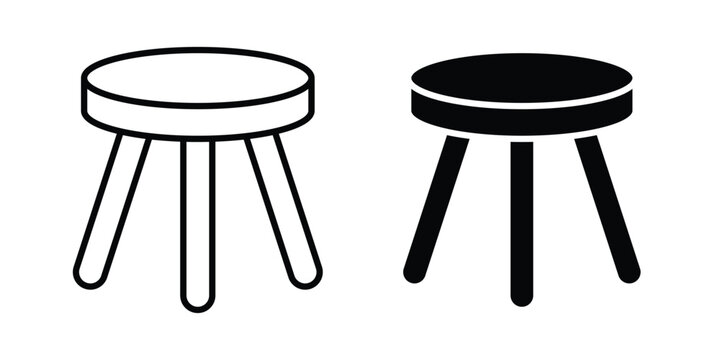 Three legged stool icon collection in black vectors. Eps10 icons