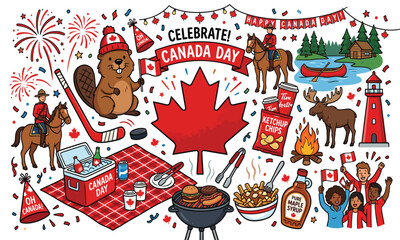 Fototapeta premium Vibrant canada day celebration illustration