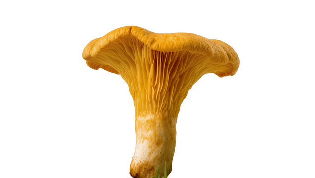 Isolated gourmet chanterelle mushroom, delicious edible wild fungi, natural ingredient