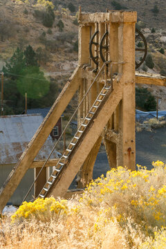 Abandoned mining rods at an old mine in Gold Hill Nevada