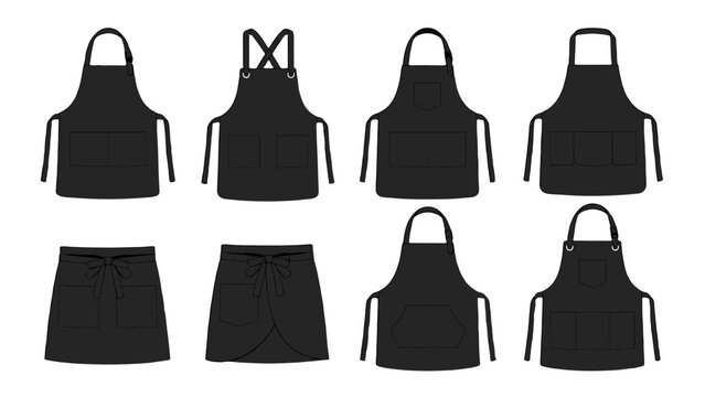 Set of black apron and waist apron uniform templates