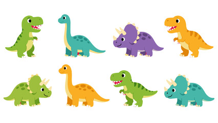 Cute cartoon dinosaur set with colorful prehistoric animals © Alan