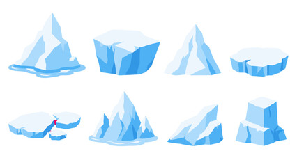 Set of blue iceberg and ice floe vector illustrations © Alan