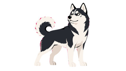 Black and white husky dog standing in side view vector © Alan