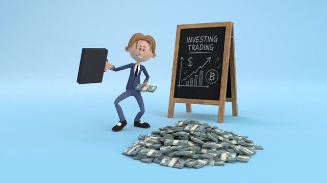 Happy trader dance &ndash; 3d render looped.