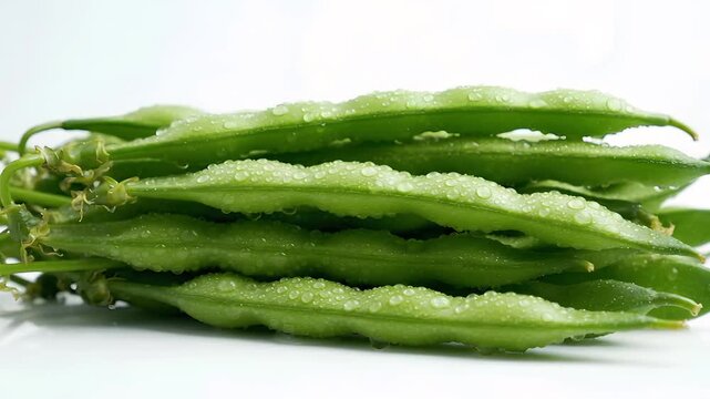 Fresh raw okra pods on white background minimalist close-up still life