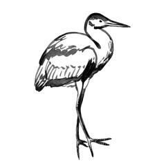 Obraz premium Hand drawn ink bird. Sketch bird, black lines. Black and white bird illustration. Bird sketch use as print, postcard, illustration, poster, element design, textile, label, sticker.