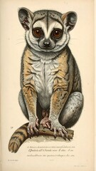 Obraz premium A lemur sitting on a branch with a curious expression
