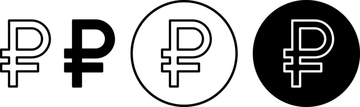 Russian ruble currency symbol set
