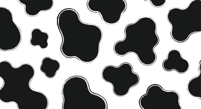 Classic Cowhide Pattern Seamlessly Repeating Across White Surface.